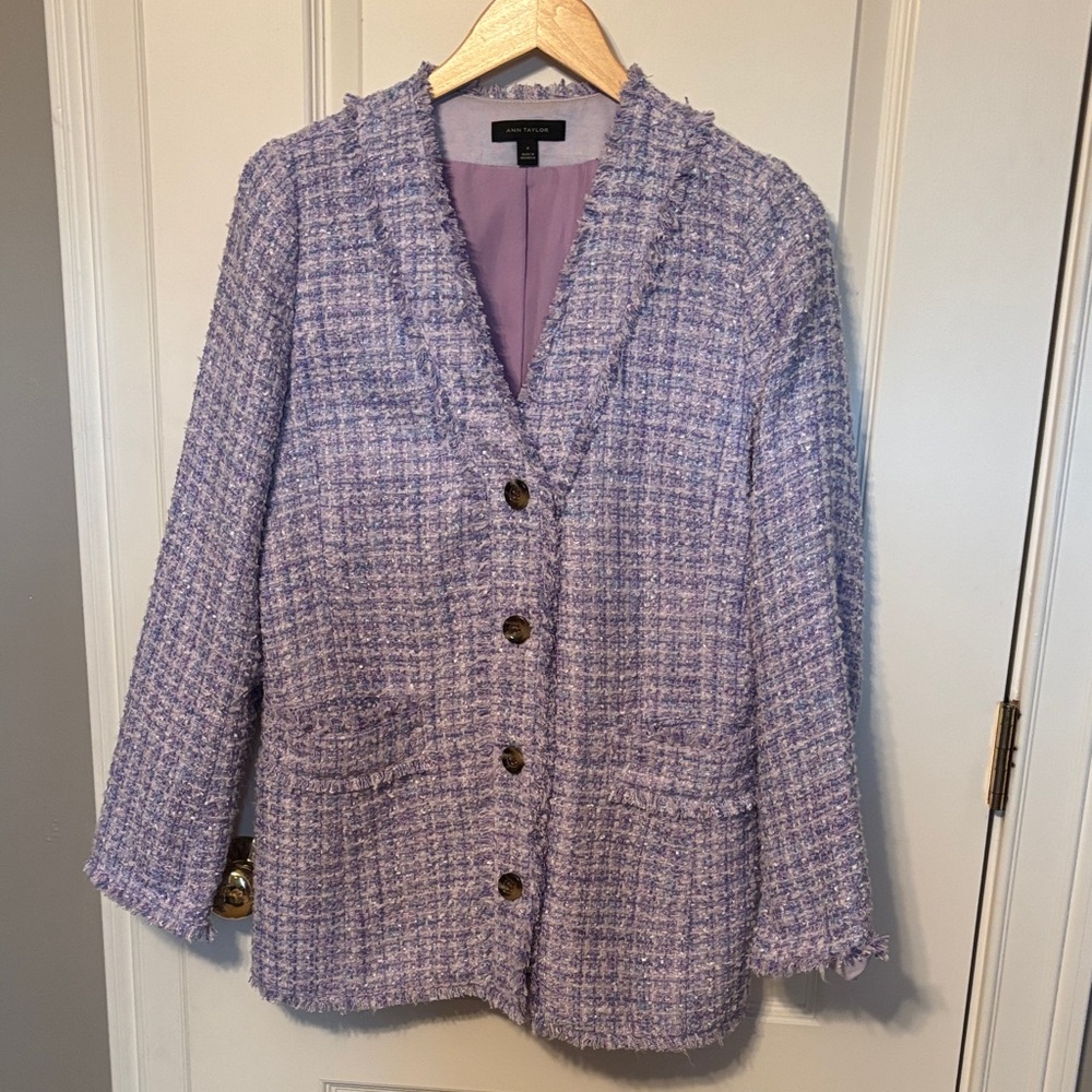 Ann Taylor Purple Tweed Blazer - Picture 3 of 4
